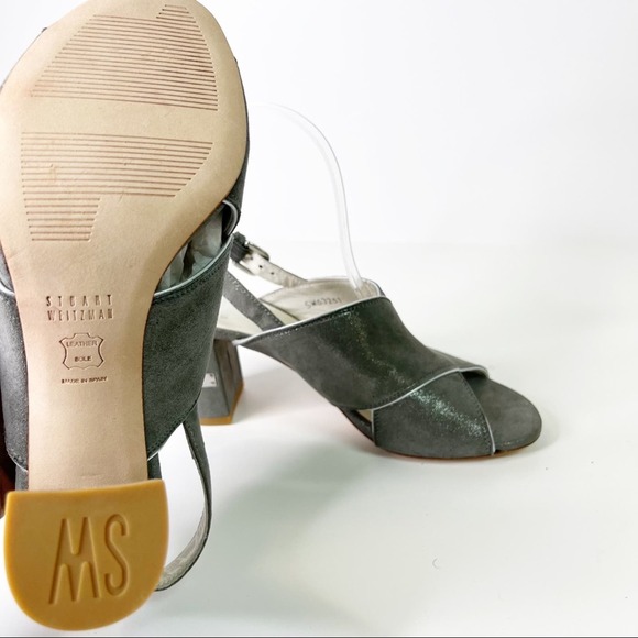 NWOB Stuart Weitzman Gray Block Heels SZ 8 - Picture 7 of 9